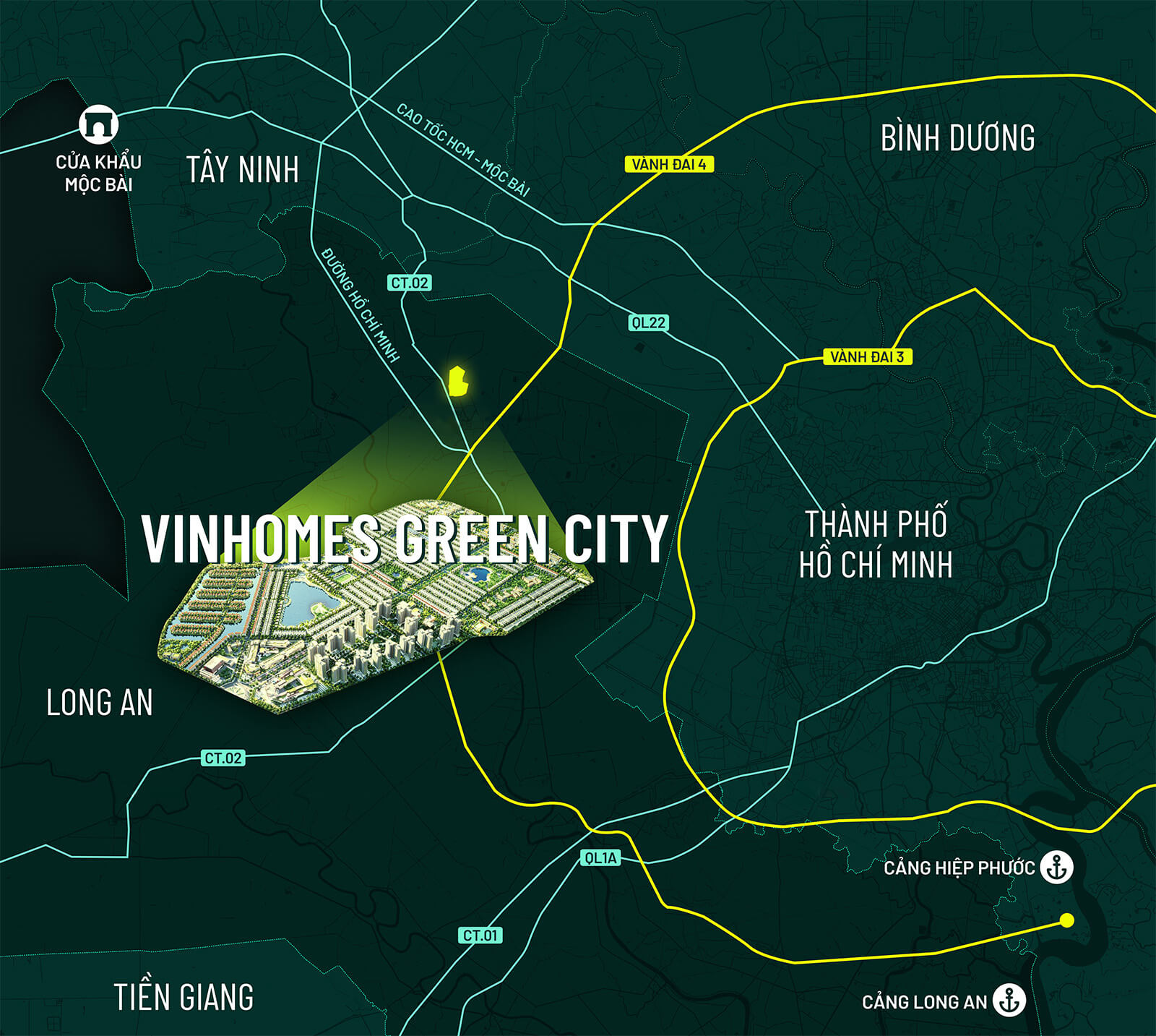 Vị trí dự án Vinhomes Green City Long An