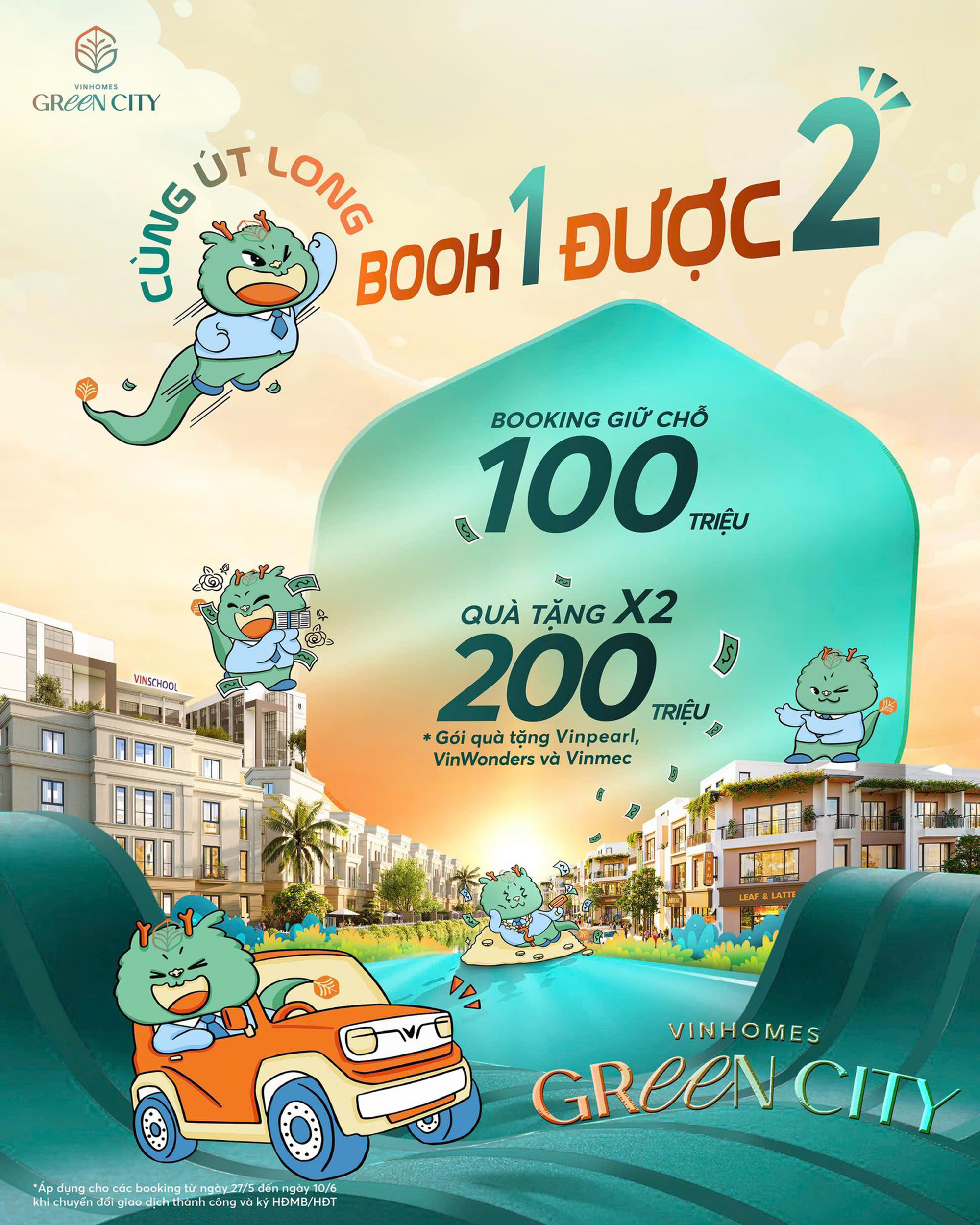 Chương trình booking 1 được 2 tại Vinhomes Green City