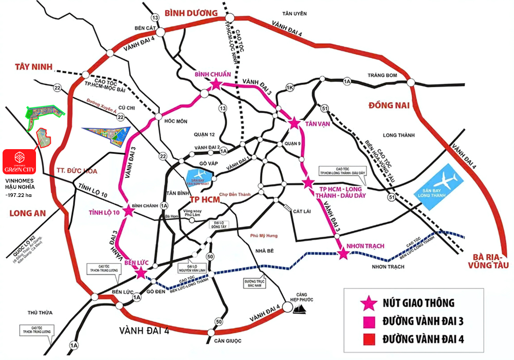 Lợi thế hạ tầng giao thông Vinhomes Green City Hậu Nghĩa