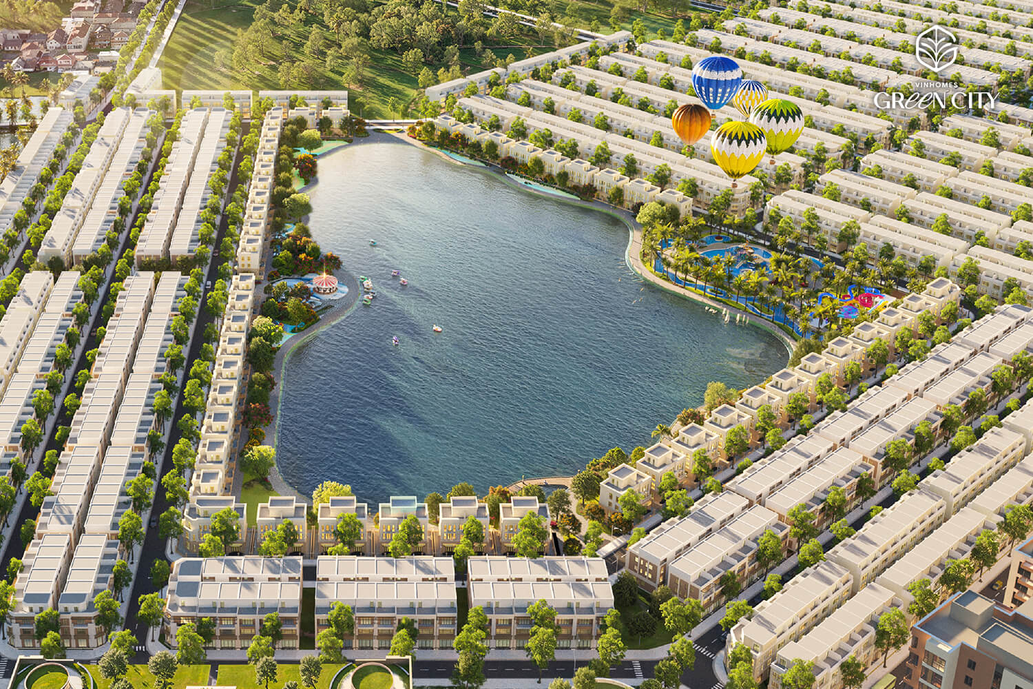 Hồ điều hòa The Green Lake tại trung tâm dự án Vinhomes Green City